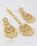 Pearl Kundan Maang Tikka Earrings Set | Traditional Indian Bridal Wedding Jewelry