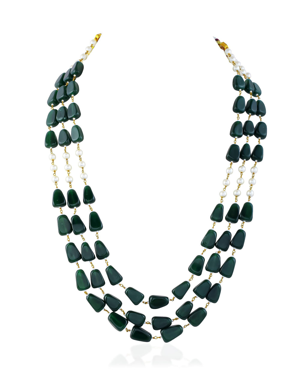 Emerald Green Layered Groom Mala | Men's Pearl Wedding Necklace, Sherwani Jewelry