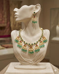 Green Red Kundan Necklace Earrings Set | Traditional Indian Bridal Wedding Jewelry