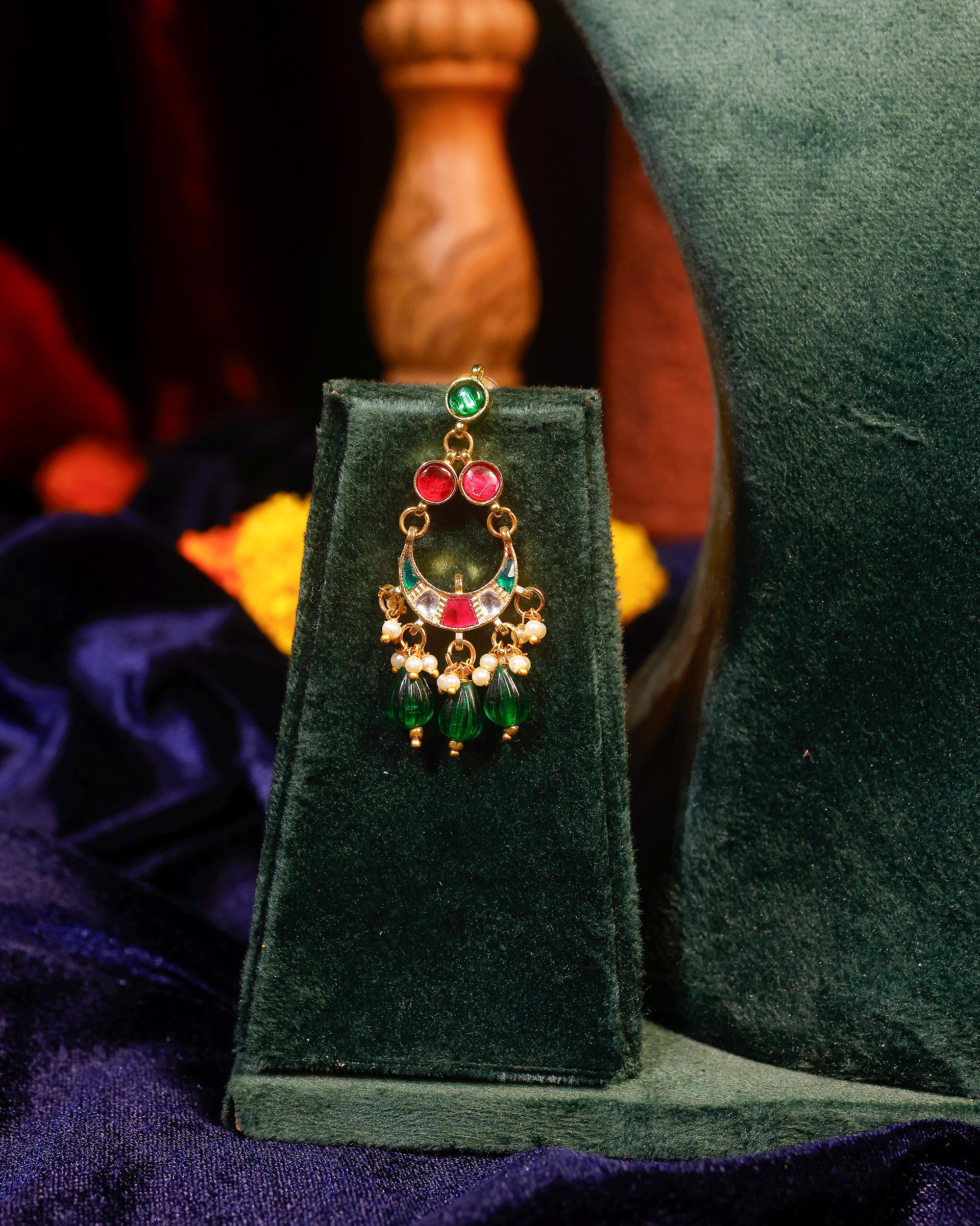 Royal Jaipuri Guttapusalu Choker Set with Ruby Red & Emerald Green Accents