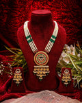 Royal Meenakari Rani Haar Statement Pendant Necklace Set with Emerald & Ruby Accents