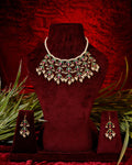 Elegant Handcrafted Meenakari Leaf Festoon Necklace Set with Pearl Clusters
