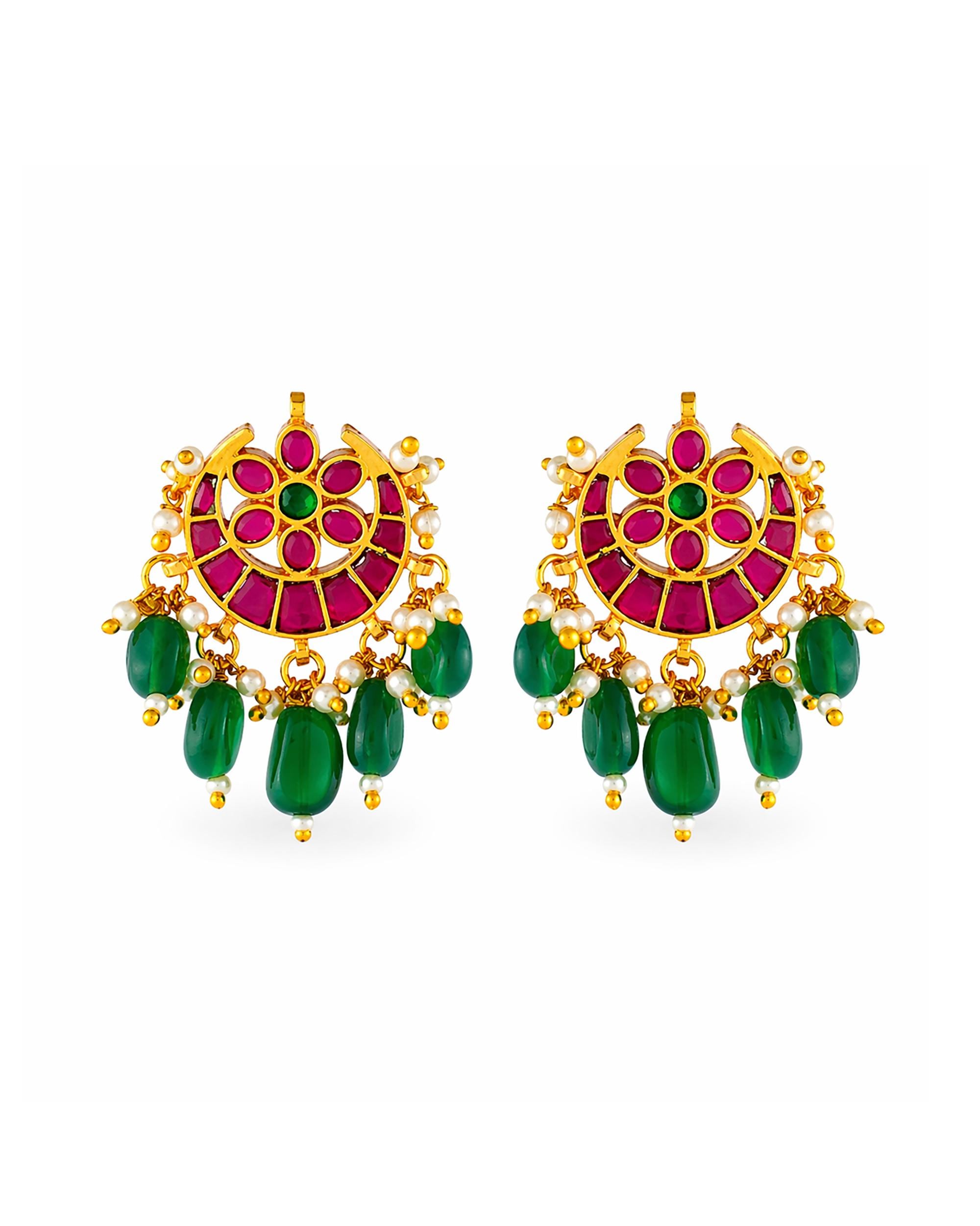 Heritage Tiered Festive Haar Set with Rich Ruby Pink & Emerald Green Accents