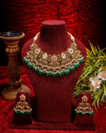 Royal Pachi Kundan Crescent Choker Set with Cascading Emerald Green Drops