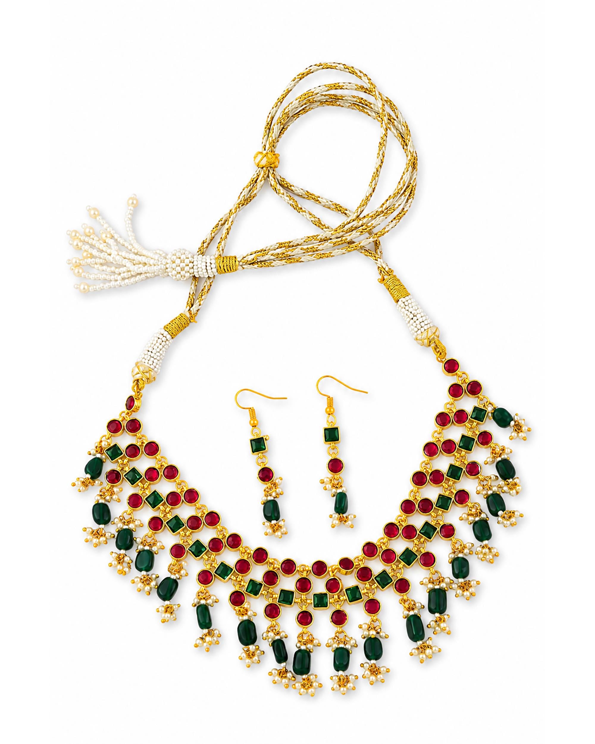 Delicate Handcrafted Chandbali Pearl Choker Set with Mint Green Drops