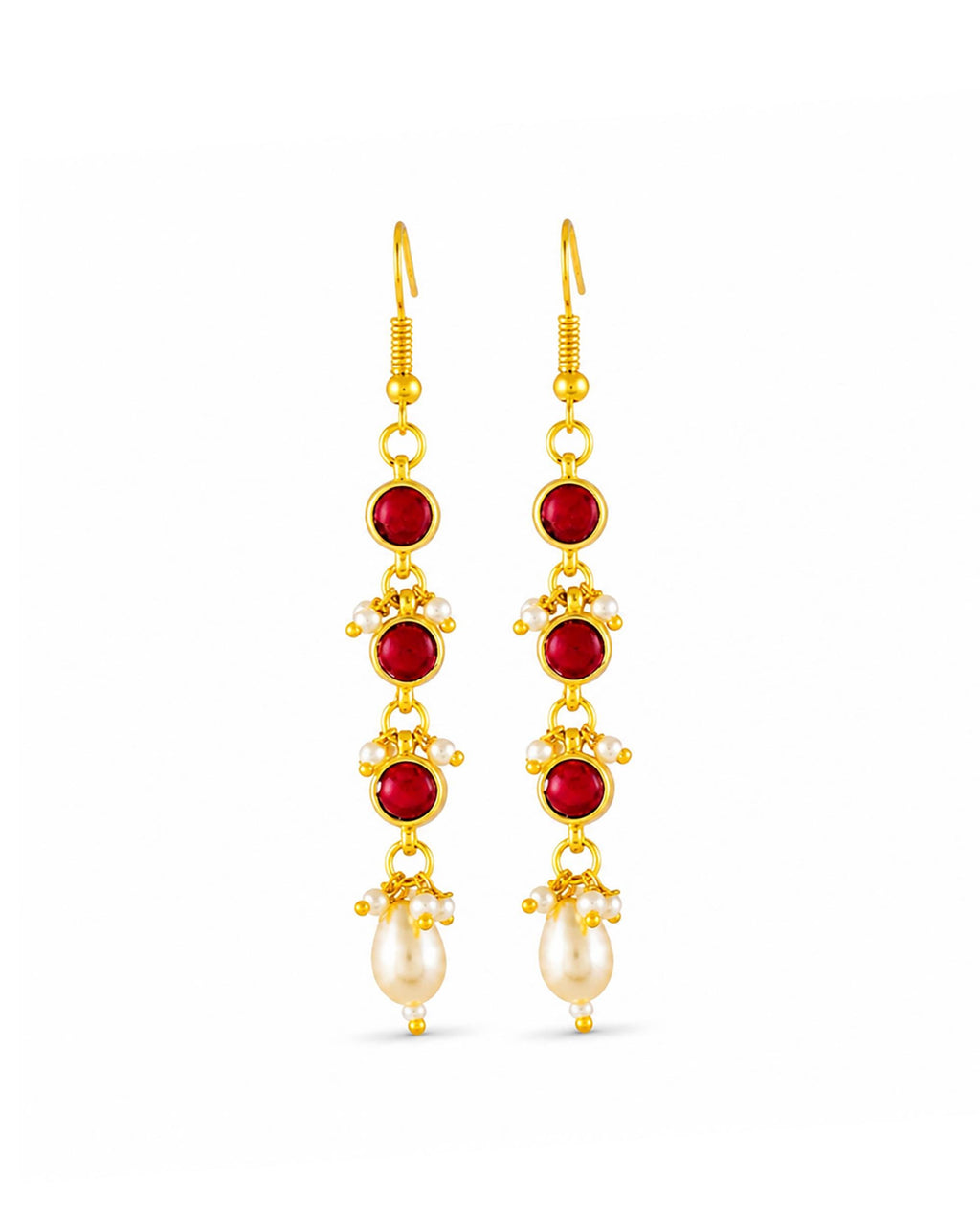 Handcrafted Kundan Choker Necklace Set with Emerald Onyx Drops, Pearl Mala Earrings