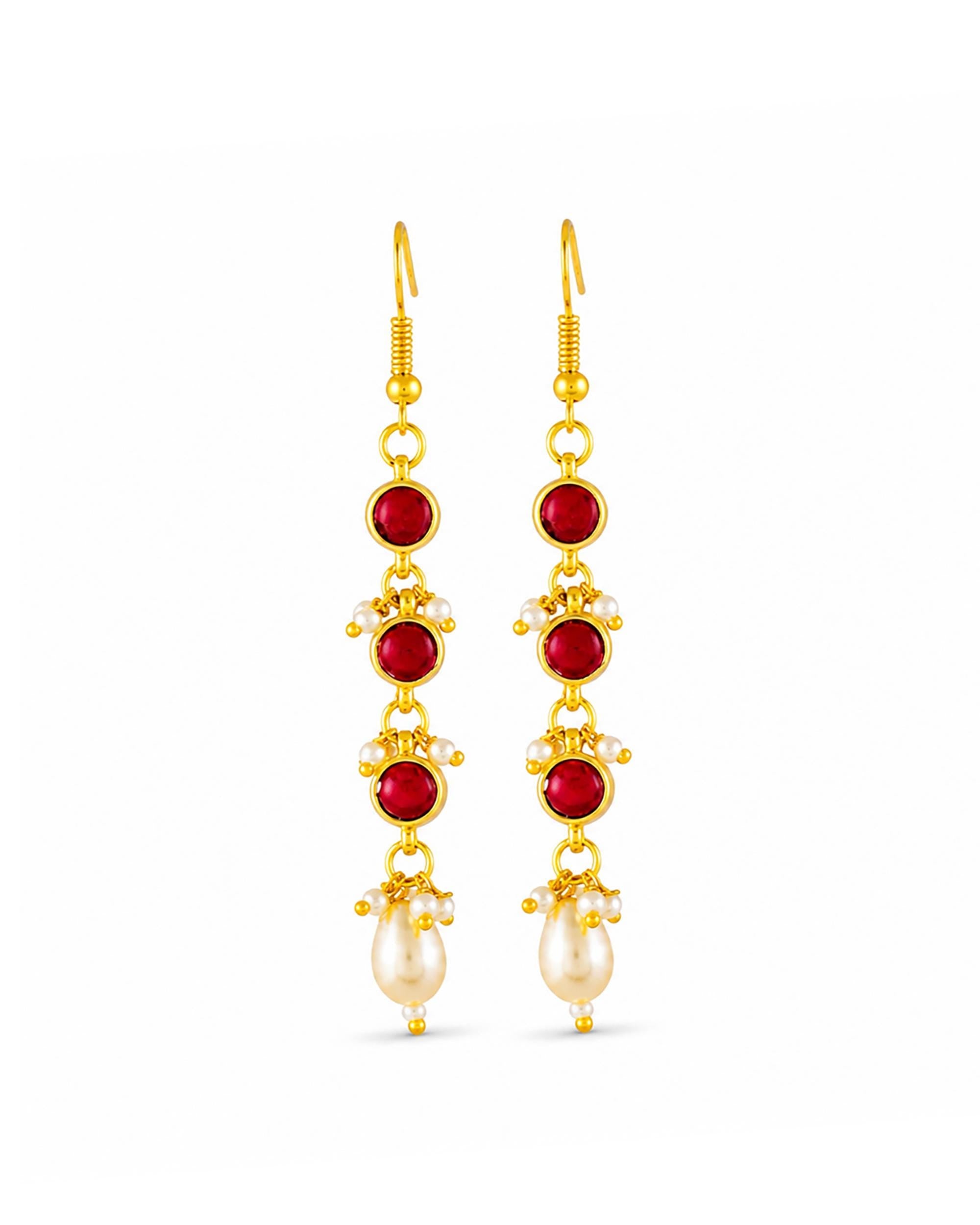 Handcrafted Kundan Choker Necklace Set with Emerald Onyx Drops, Pearl Mala Earrings