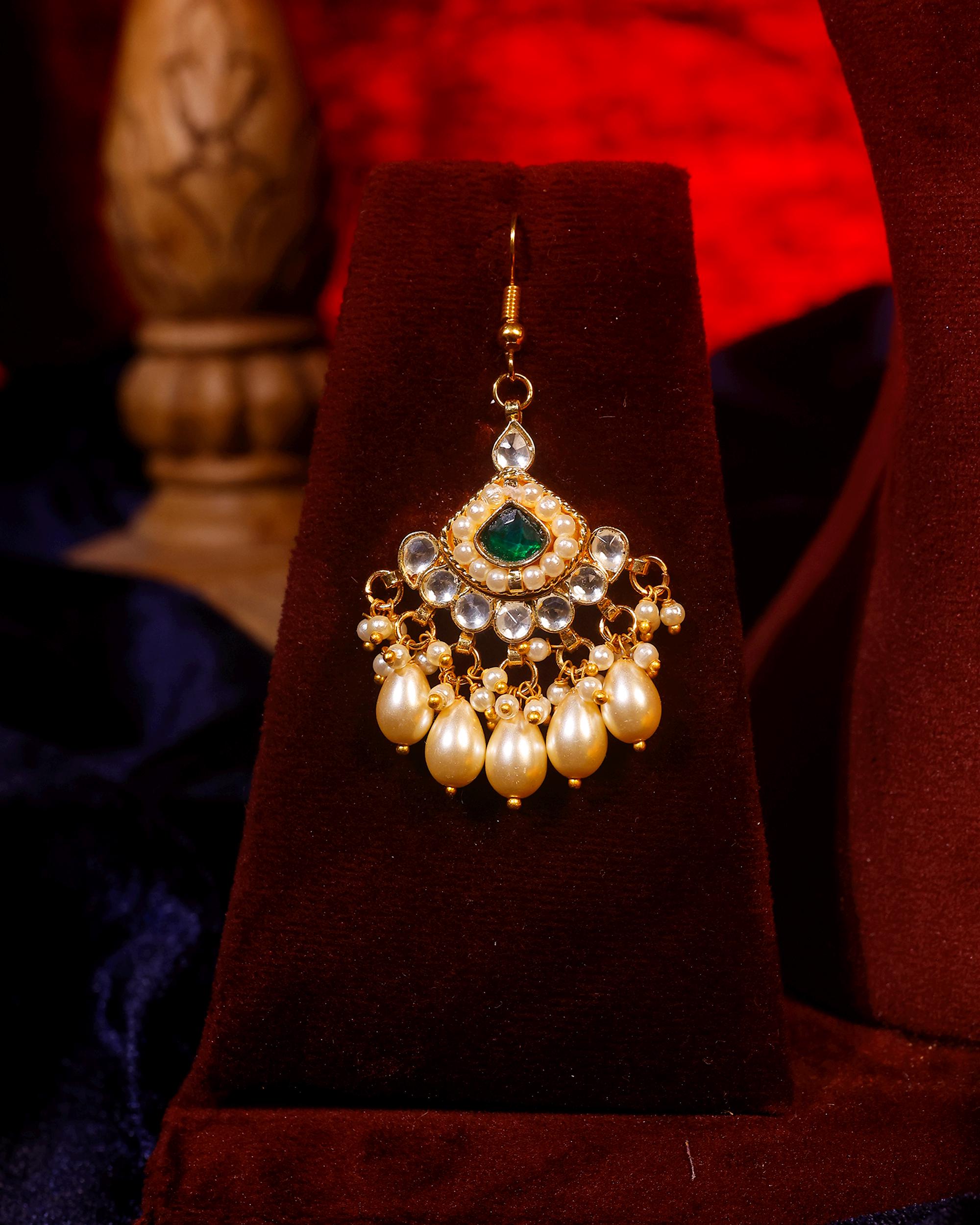 Handcrafted Indian Meenakari Kundan Necklace Set: Ruby Pink Pearls, Gold Finish