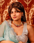 Handcrafted Kundan & Pearl Choker Set: Traditional Indian Necklace with Ruby Emerald Accents