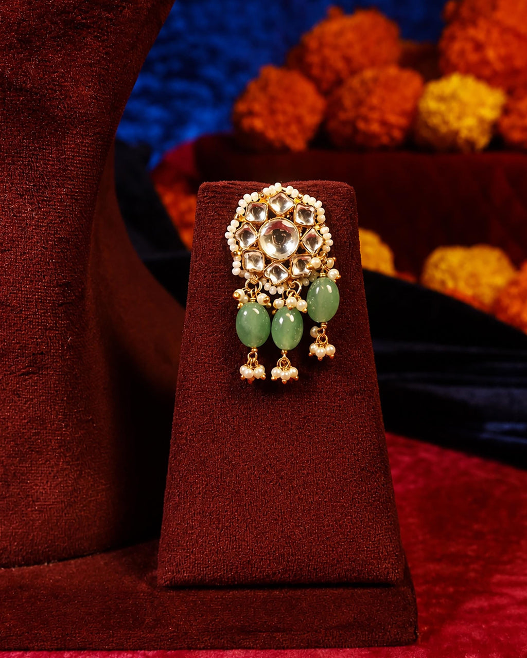 Elegant Multi-Strand Pearl Choker Set with Kundan & Mint Green Beads - Traditional Indian Jewelry