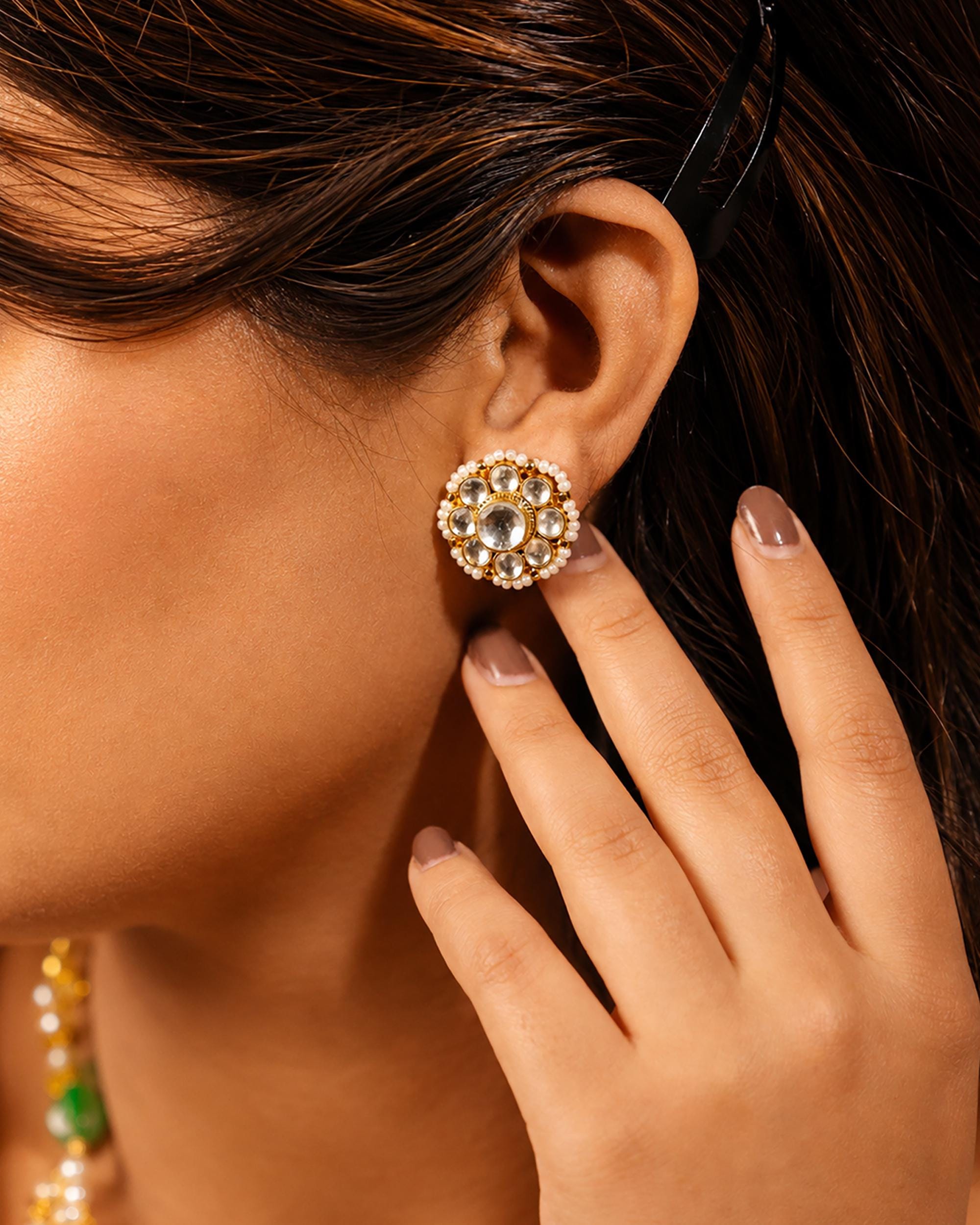 Handcrafted Heritage Kundan & Multi-Strand Pearl Necklace Set with Peacock Motif Earring