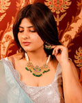Royal Kundan & Meenakari Peacock Choker Set with Emerald Green Drops
