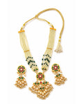 Royal Panchlada-Inspired Multi-Strand Pearl Rani Haar Necklace Set with Meenakari Pendant & Statement Earrings