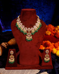 Royal Sabyasachi-Inspired Kundan Collar Necklace Set with Ruby Accents & Emerald Green Droplets