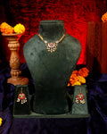 Handmade Kundan Choker Necklace Set  Indian Bridal Jewelry, Red Green Meenakari Lotus Pendant