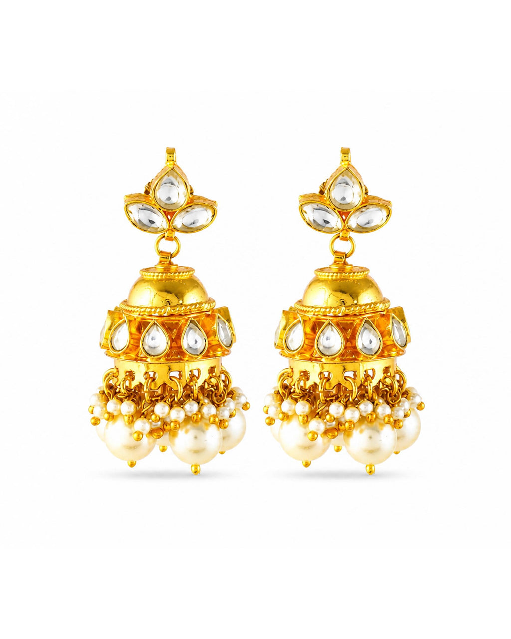 Handmade Kundan Pearl Necklace Set with Jhumka Earrings  Gold Plated Traditional Indian Jewelry
