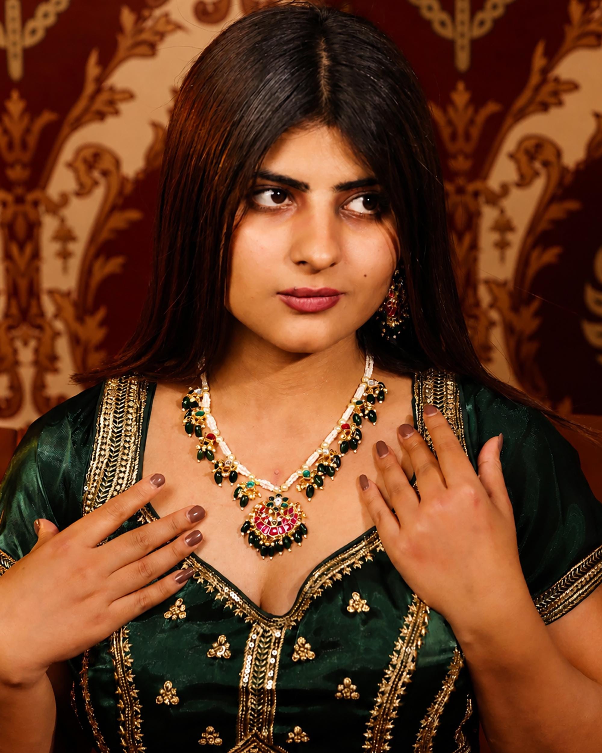 Handcrafted Kundan Choker Necklace Set  Traditional Indian Bridal Jewelry, Pearl Wedding Set