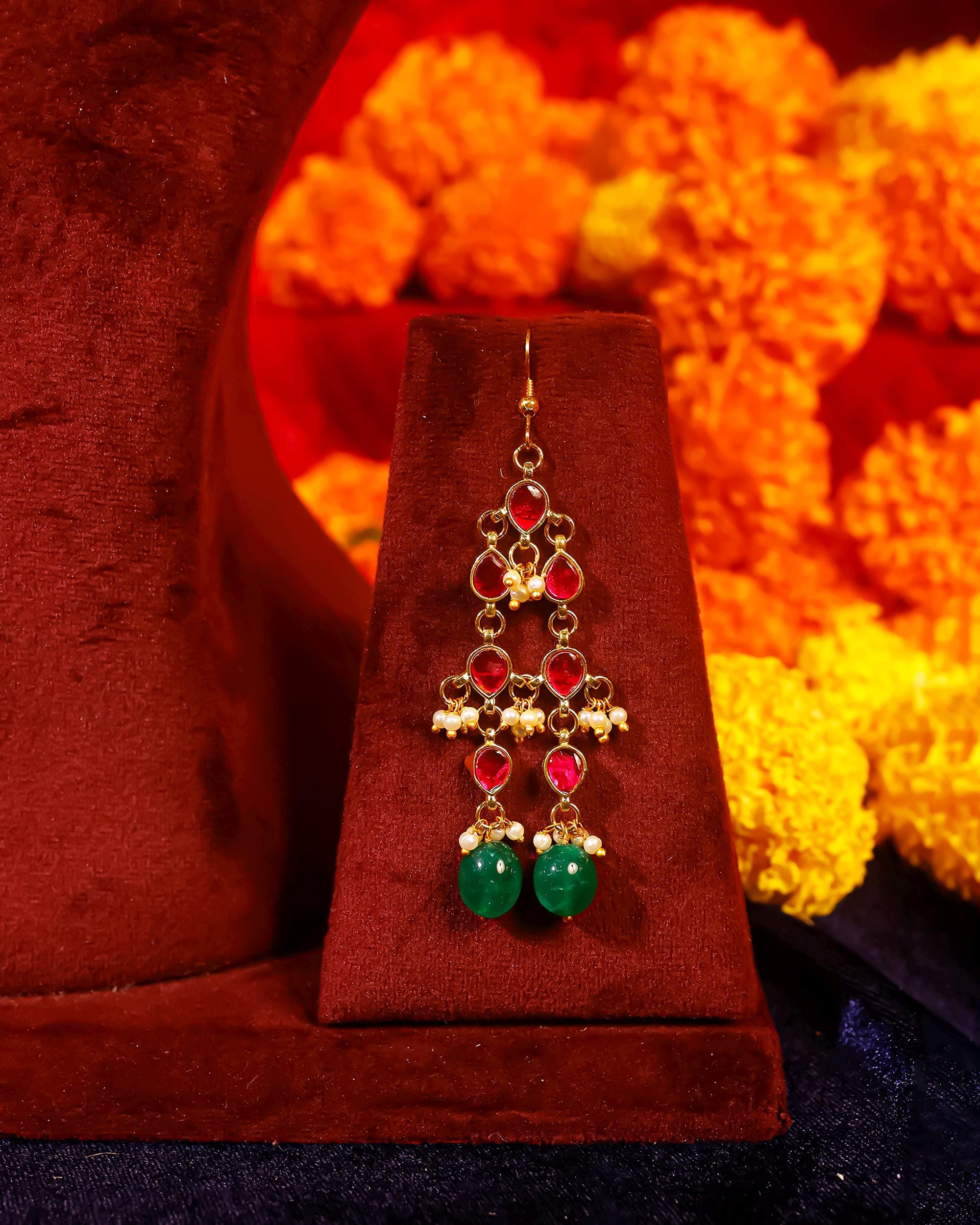 bridal jewellery set Handcrafted Ruby Emerald Gold Plated Necklace Earrings Set  Traditional Indian Bridal Choker