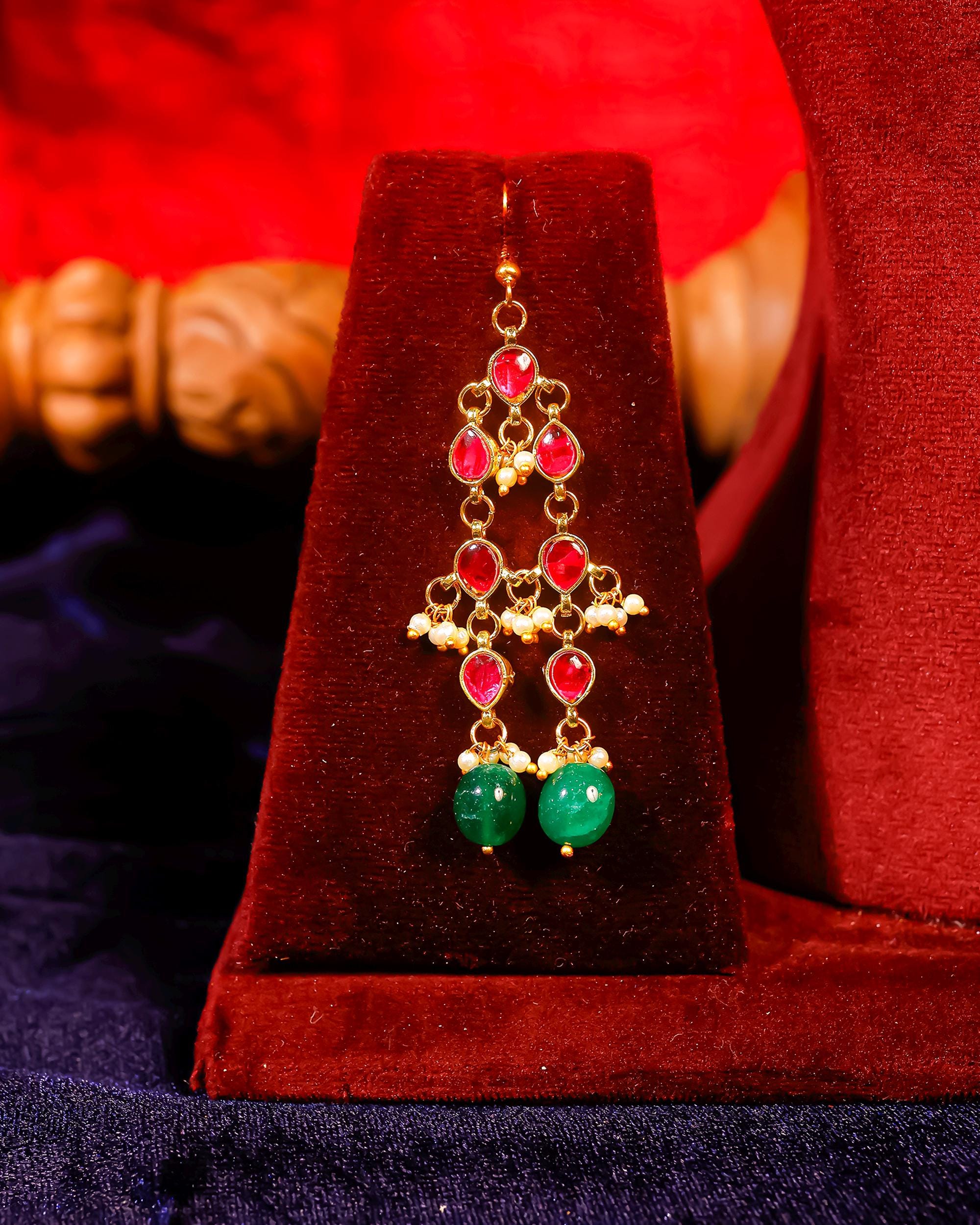 bridal jewellery set Handcrafted Ruby Emerald Gold Plated Necklace Earrings Set  Traditional Indian Bridal Choker