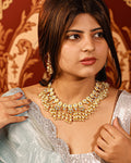 Handmade Kundan Choker Necklace Set  Gold Plated Pearl Cluster Indian Bridal Jewelry