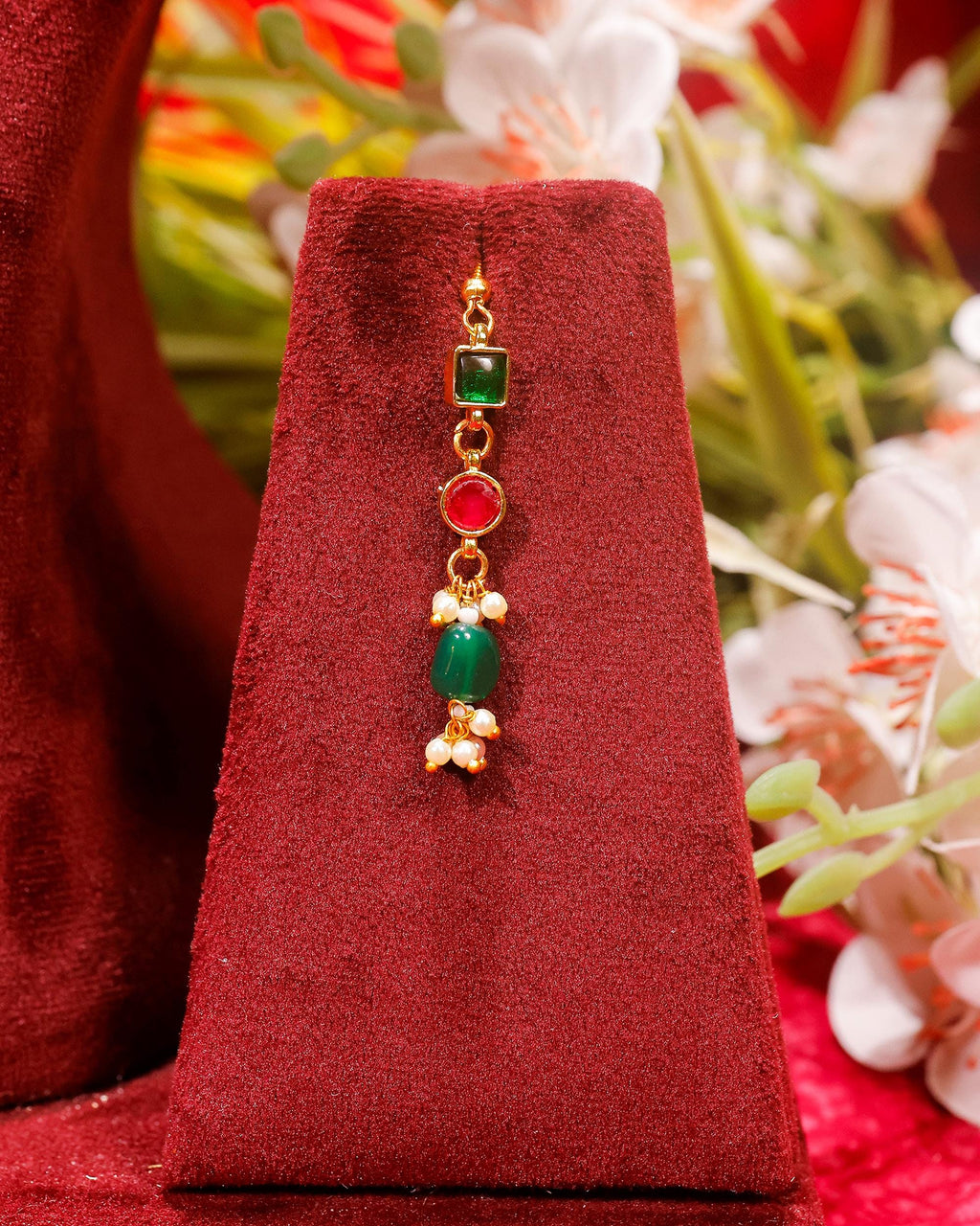 Multi-Strand Pearl Mala Necklace Set with Earrings, Gold Plated Meenakari Festive Jewelry