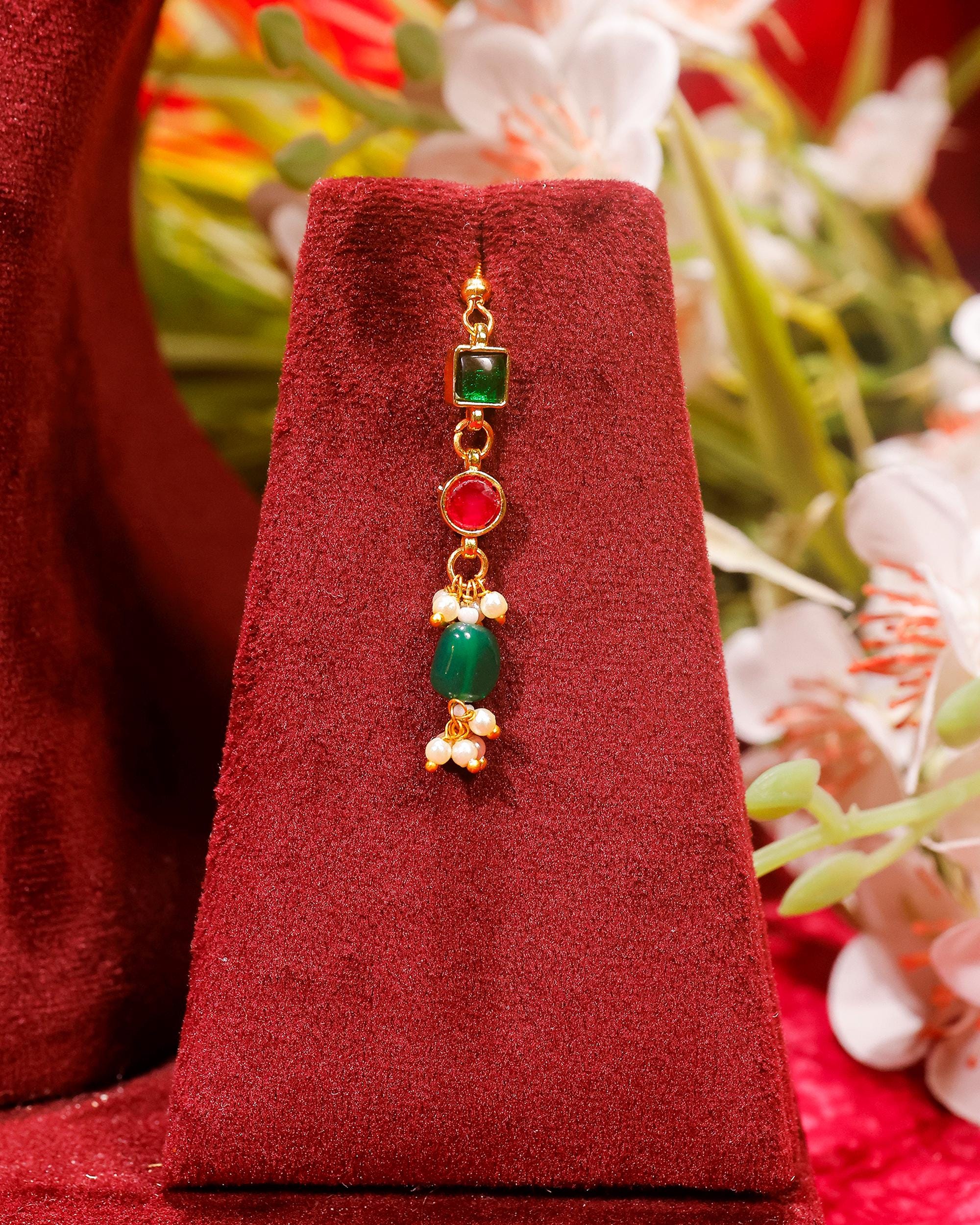 Multi-Strand Pearl Mala Necklace Set with Earrings, Gold Plated Meenakari Festive Jewelry