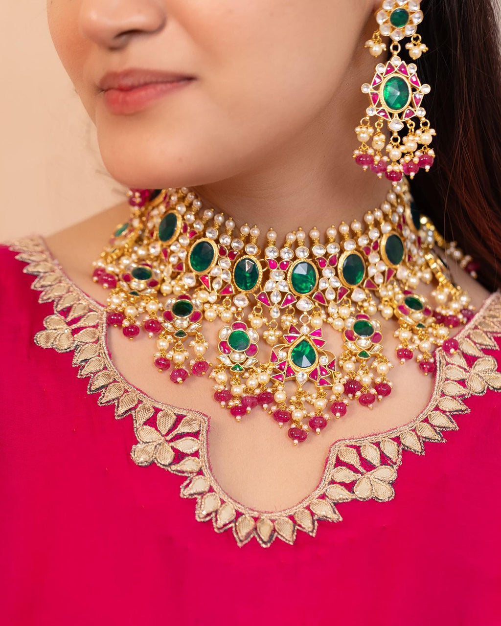Handmade Kundan Bridal Choker Necklace Set with Earrings & Maang Tikka  Traditional Indian Wedding Jewelry