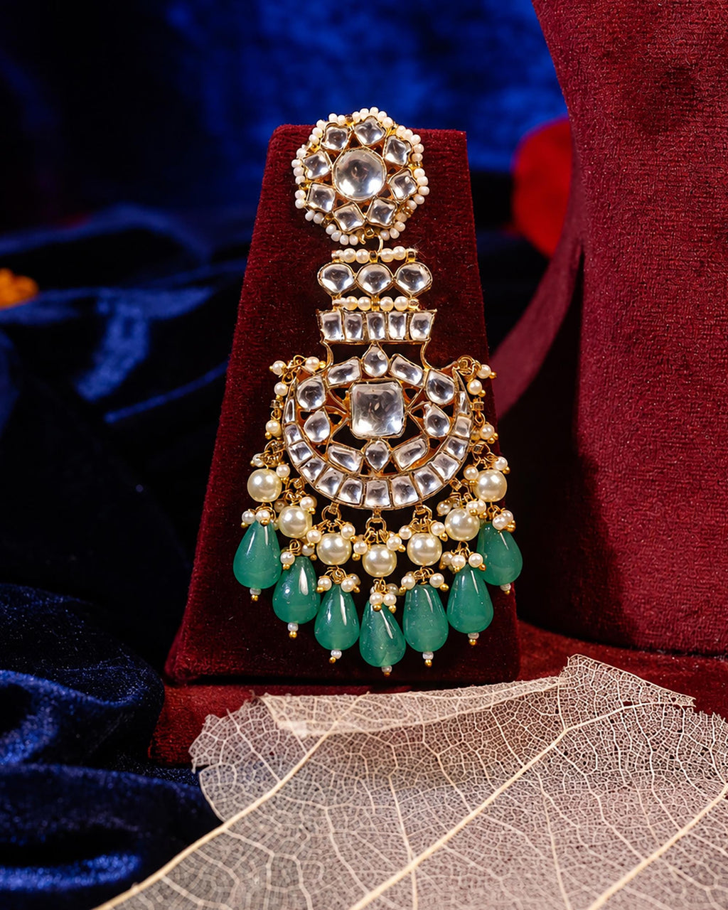 Royal Kundan Multi-Pendant Necklace & Statement Earrings Set with Emerald Green Drops