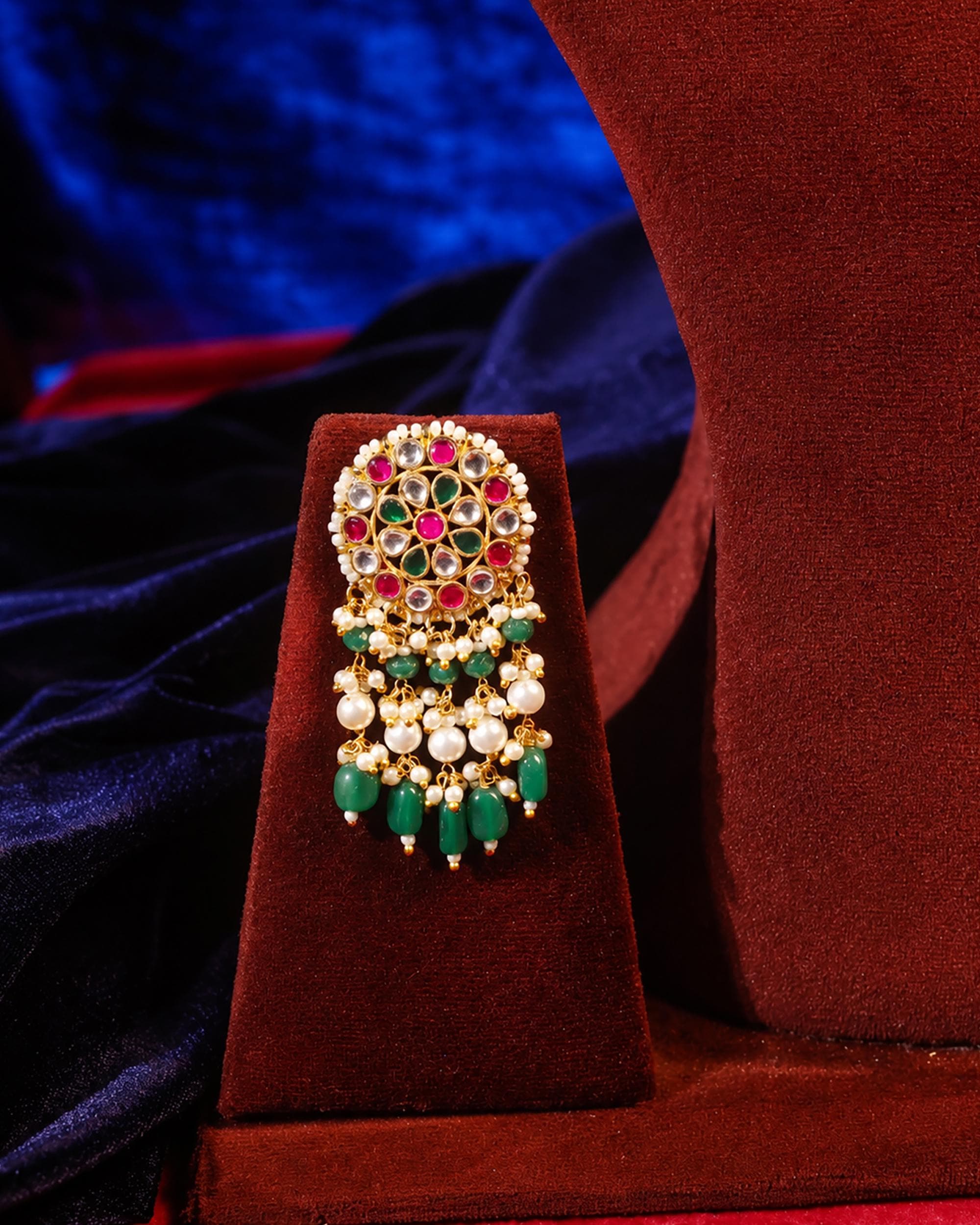Traditional Handcrafted Kundan & Meenakari Multi-Strand Choker Necklace with Earrings