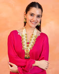 Kundan Pearl Long Mala Necklace Set with Jhumka Earrings  Indian Wedding Jewelry
