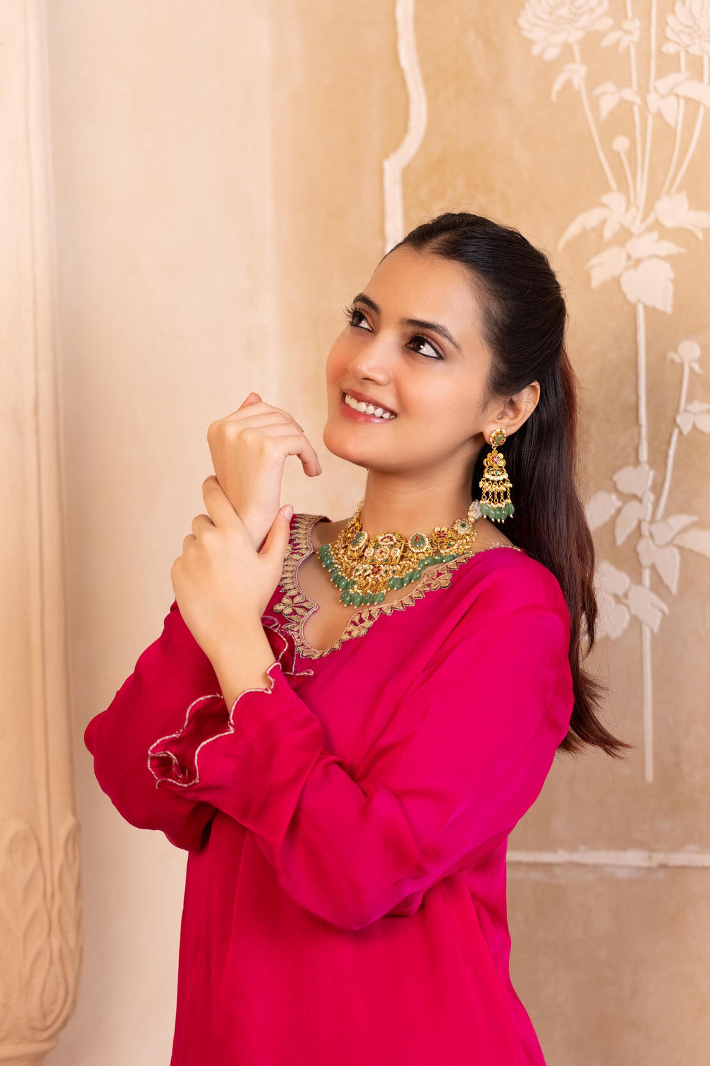 Royal Peacock Kundan Choker Necklace Set with Jhumka Earrings  Indian Bridal Meenakari Jewelry