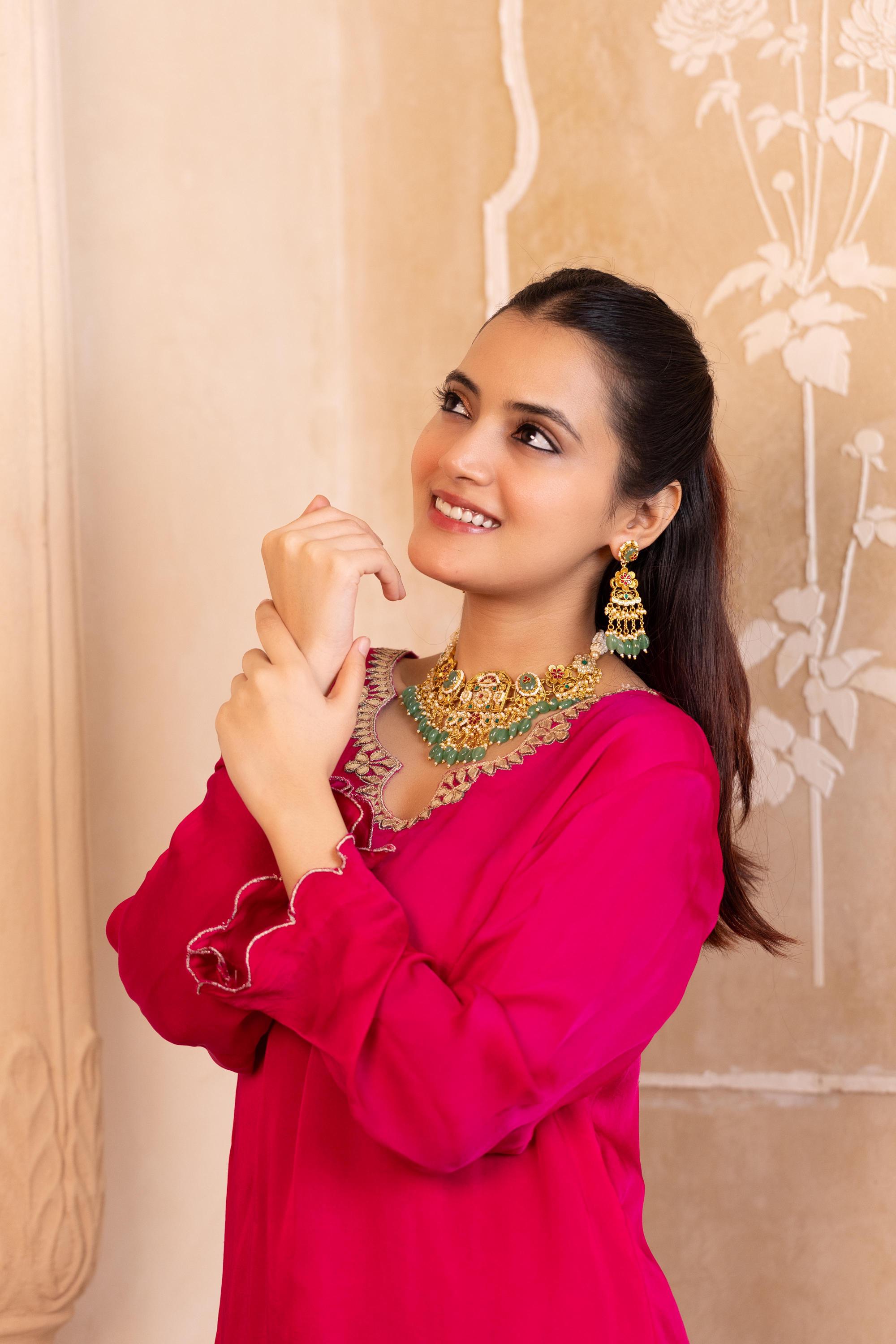Royal Peacock Kundan Choker Necklace Set with Jhumka Earrings  Indian Bridal Meenakari Jewelry