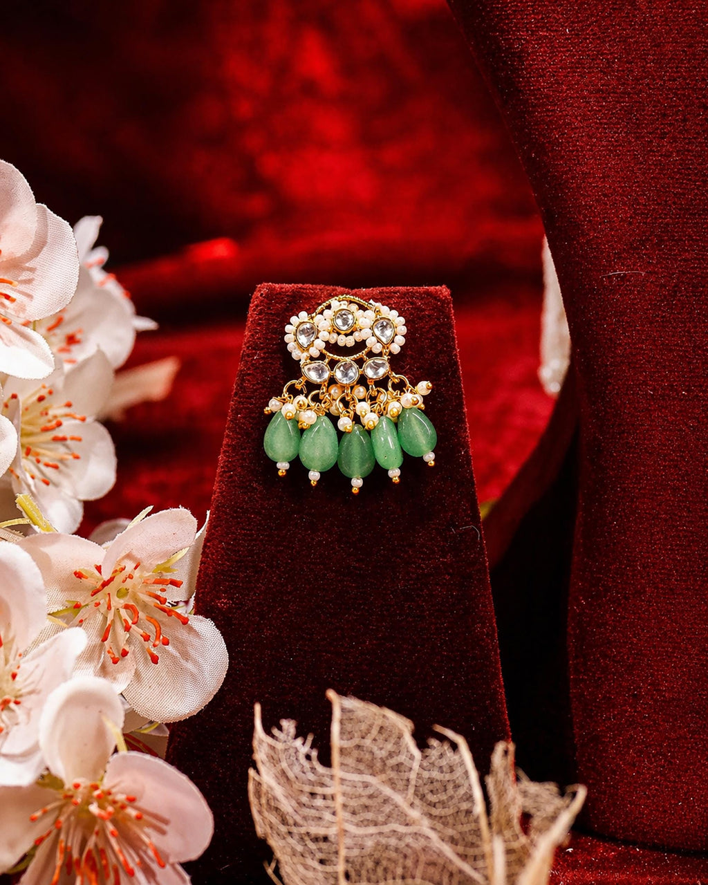 Royal Jaipuri Jadau Kundan Statement Choker Set with Emerald Green Drops