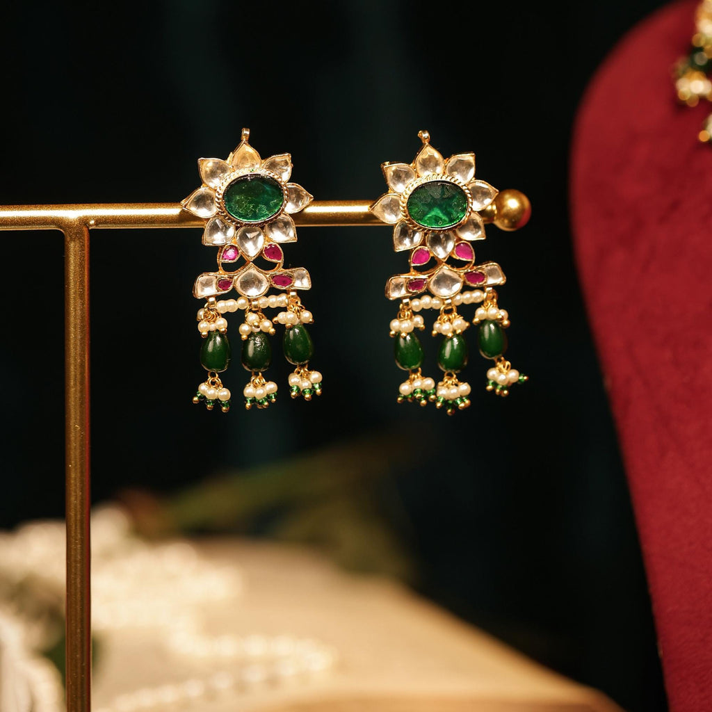 Royal Kundan Choker Necklace Set with Emerald, Ruby, Seed Pearls  Traditional Bridal Jewelry