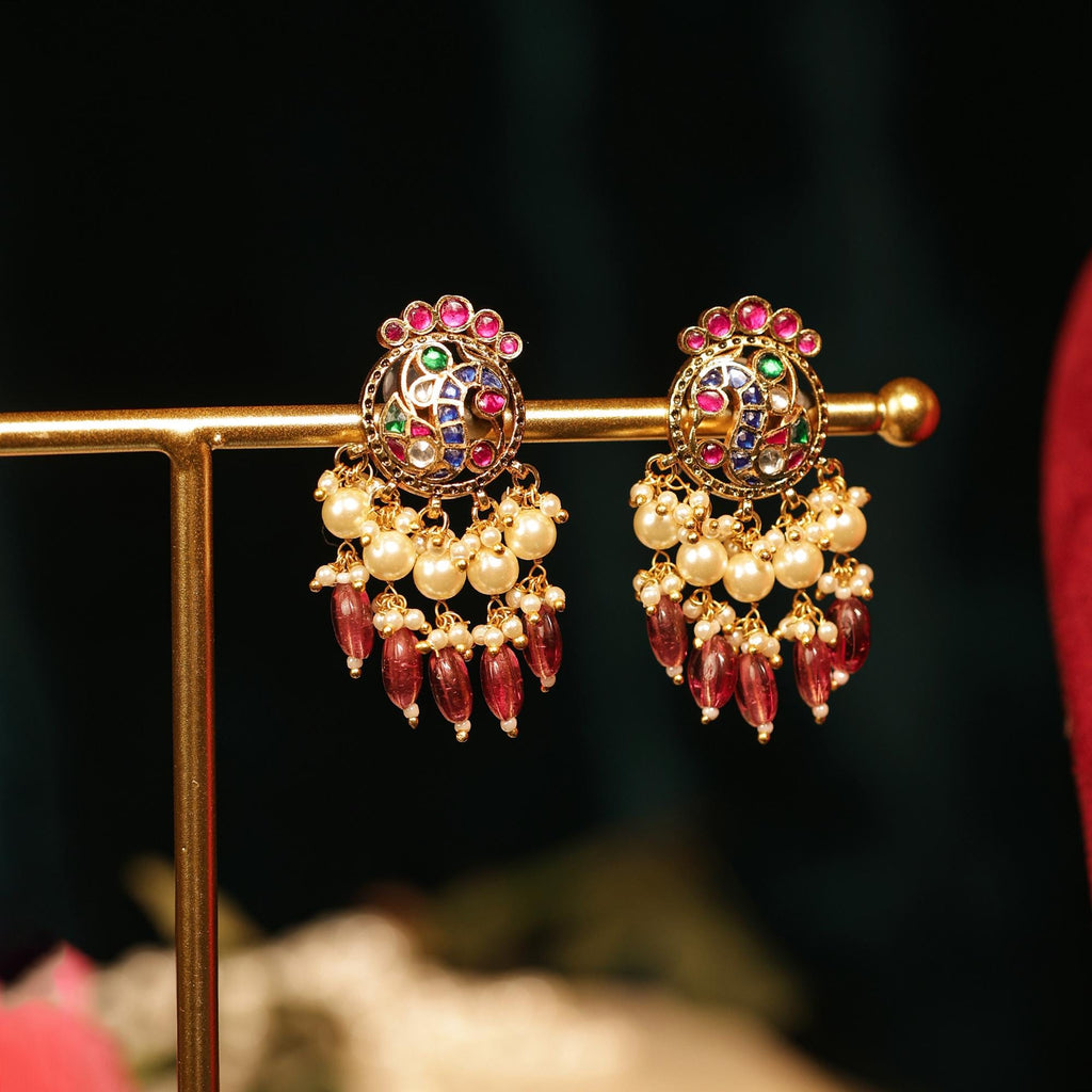 Handcrafted Kundan Peacock Choker Set with Pink Beads & Pearl Mala