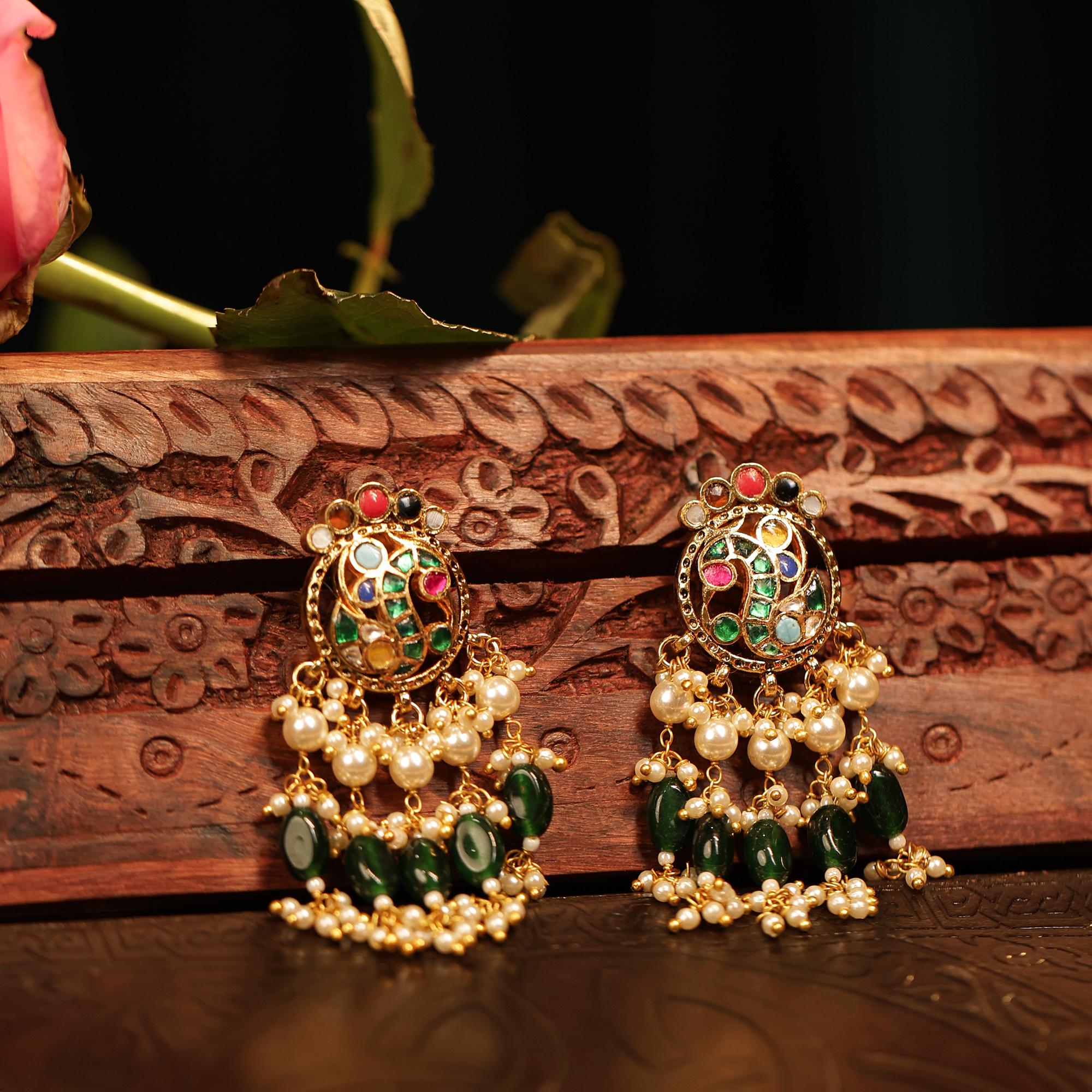 Handcrafted Peacock Kundan Choker Set with Emerald Beads & Pearl Mala  Traditional Indian Bridal Necklace