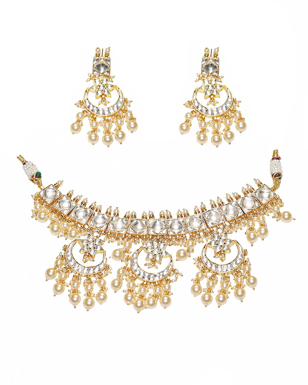 Regal Chandbali Kundan Choker Necklace Set with Pearl Drop Earrings