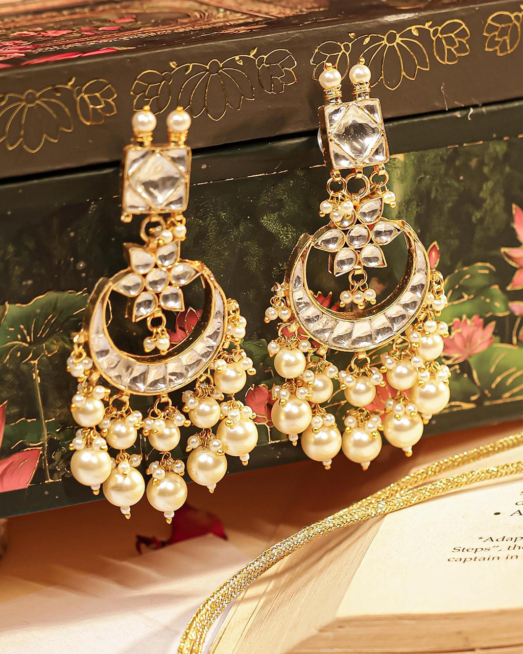 Regal Chandbali Kundan Choker Necklace Set with Pearl Drop Earrings