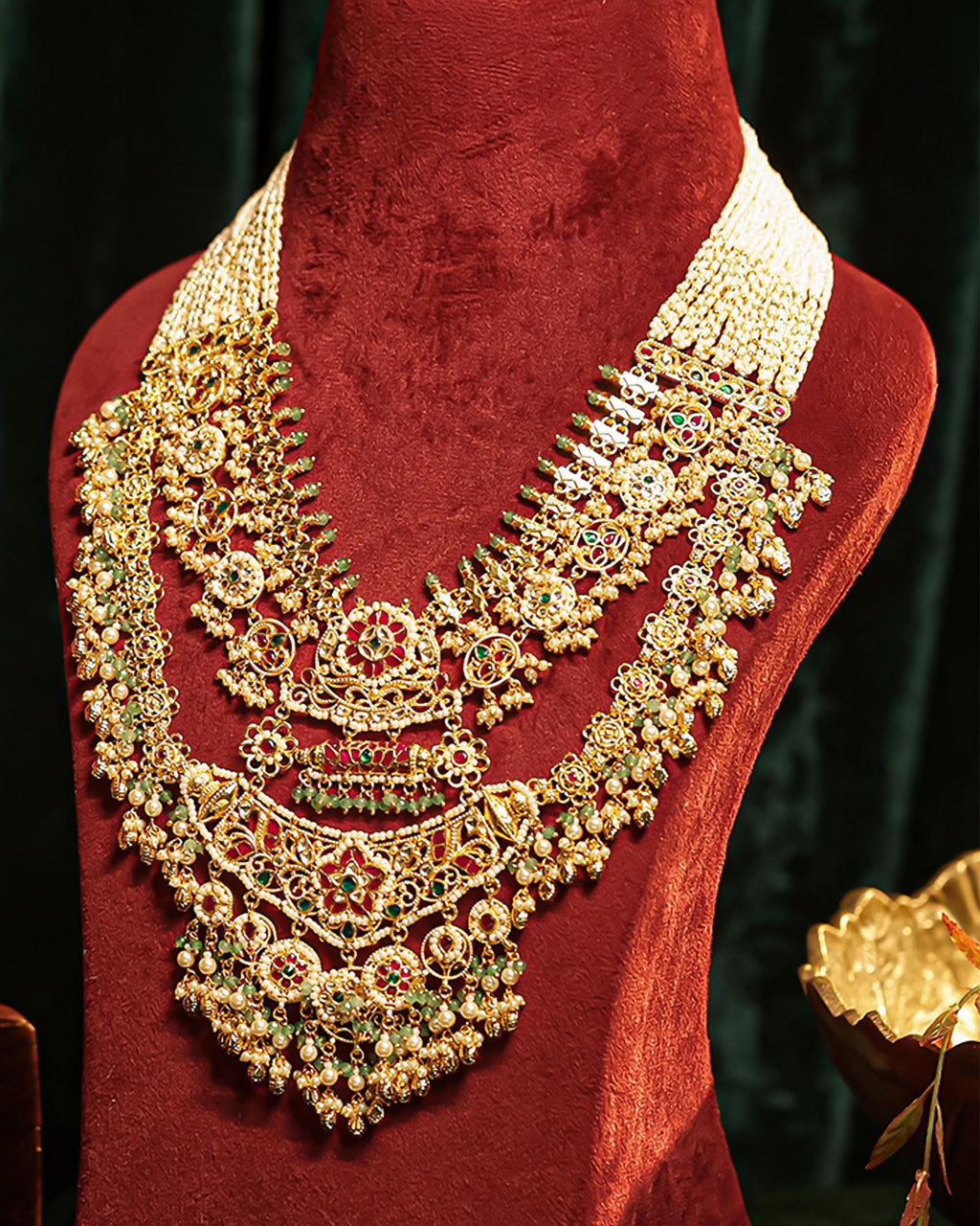 Navratna Kundan Choker Necklace Set | Emerald Ruby Floral Meenakari Bridal Jewelry