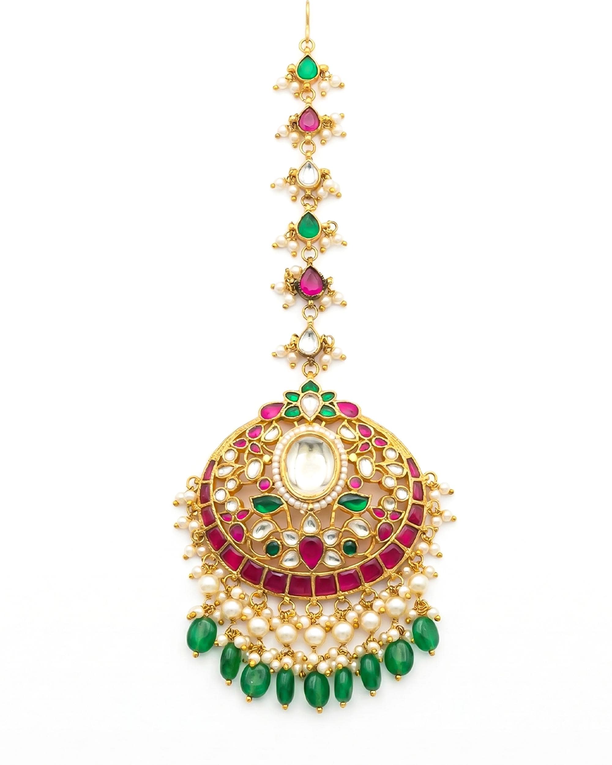 mang tikka Royal Indian Mang Tikka | Kundan Pearl Bridal Headpiece | Wedding Festive Jewelry