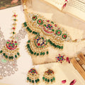 Kundan Meenakari Jewelry Set | Gold Plated Choker, Jhumka Earrings, Tikka, Ring