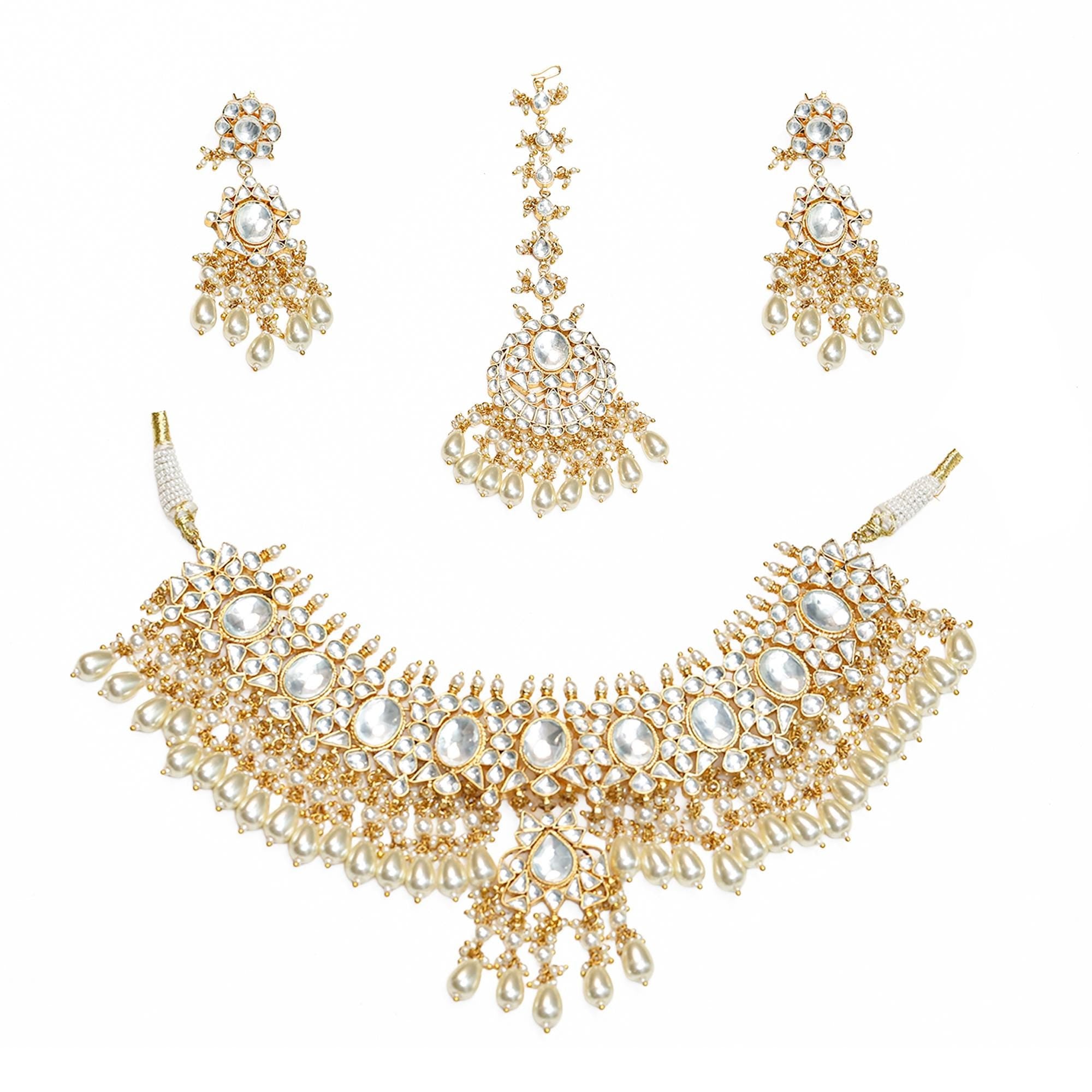 Kundan Bridal Choker Set, Gold Plated Pearls, Indian Traditional Jewelry