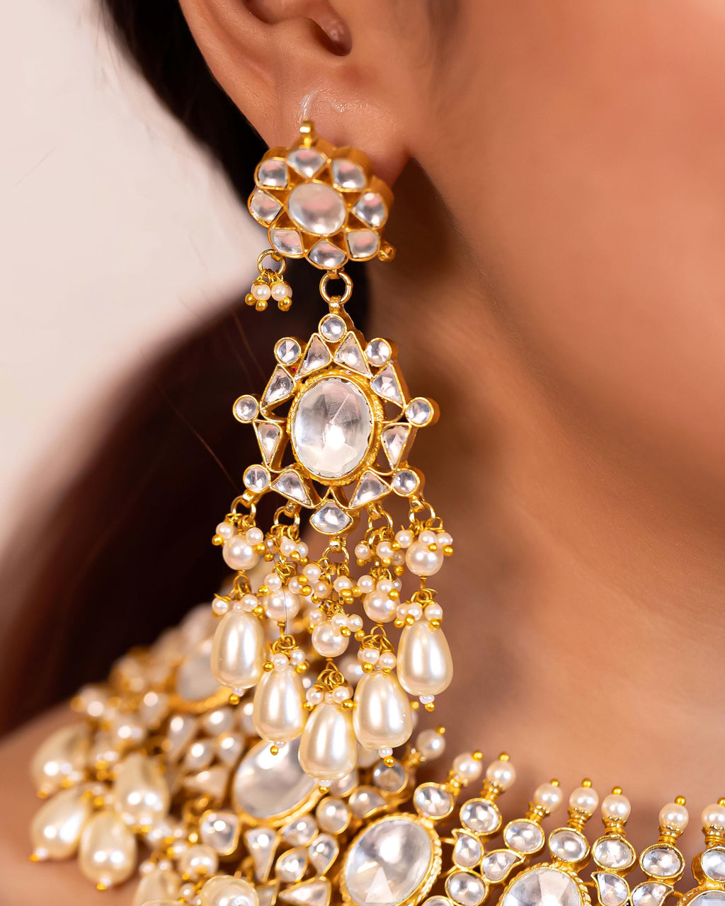 Kundan Bridal Choker Set, Gold Plated Pearls, Indian Traditional Jewelry