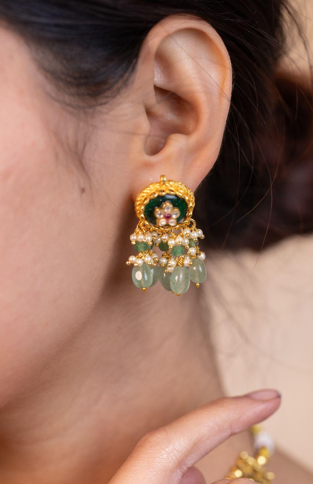 Handcrafted Temple Choker Set | Gold Plated Meenakari Lotus Medallion Necklace Earrings