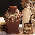 Royal Navratna Choker Necklace Set | Antique Gold Plated Guttapusalu Pearl Earrings