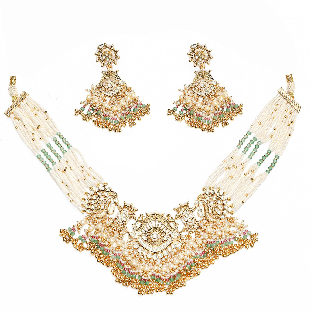 Rajwadi Meenakari Choker Necklace Set with Jhumka Earrings, Traditional Kundan Bridal Jewelry