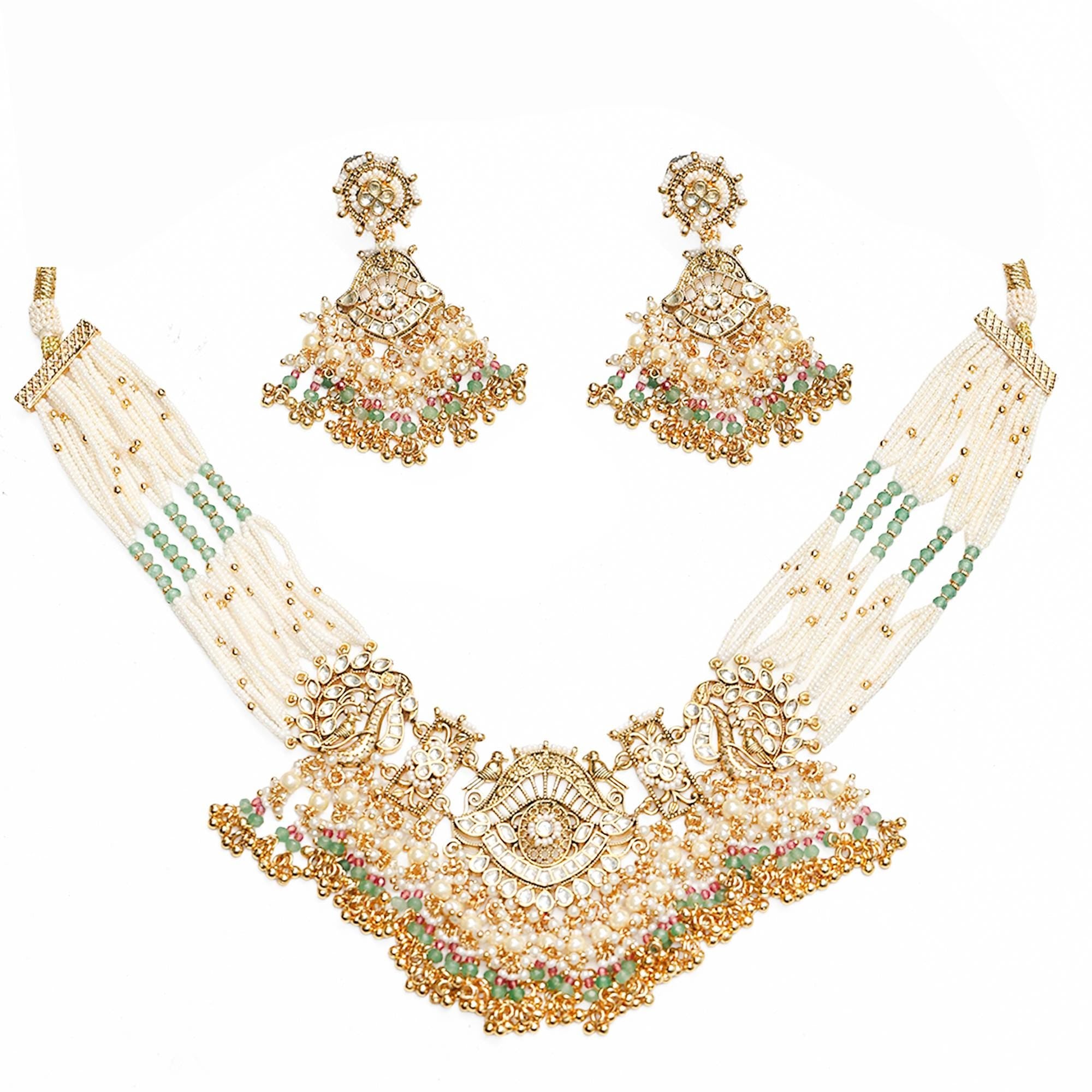 Rajwadi Meenakari Choker Necklace Set with Jhumka Earrings, Traditional Kundan Bridal Jewelry