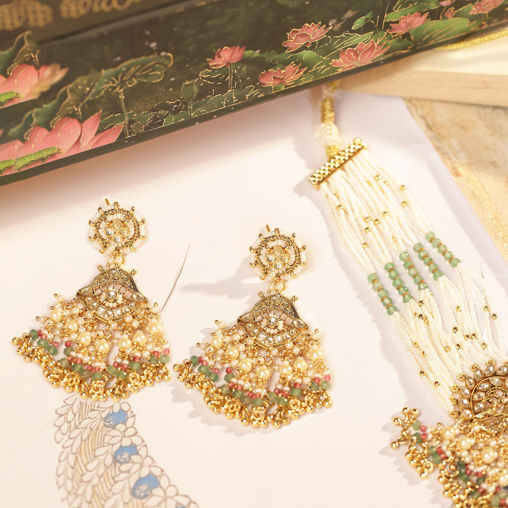 Rajwadi Meenakari Choker Necklace Set with Jhumka Earrings, Traditional Kundan Bridal Jewelry
