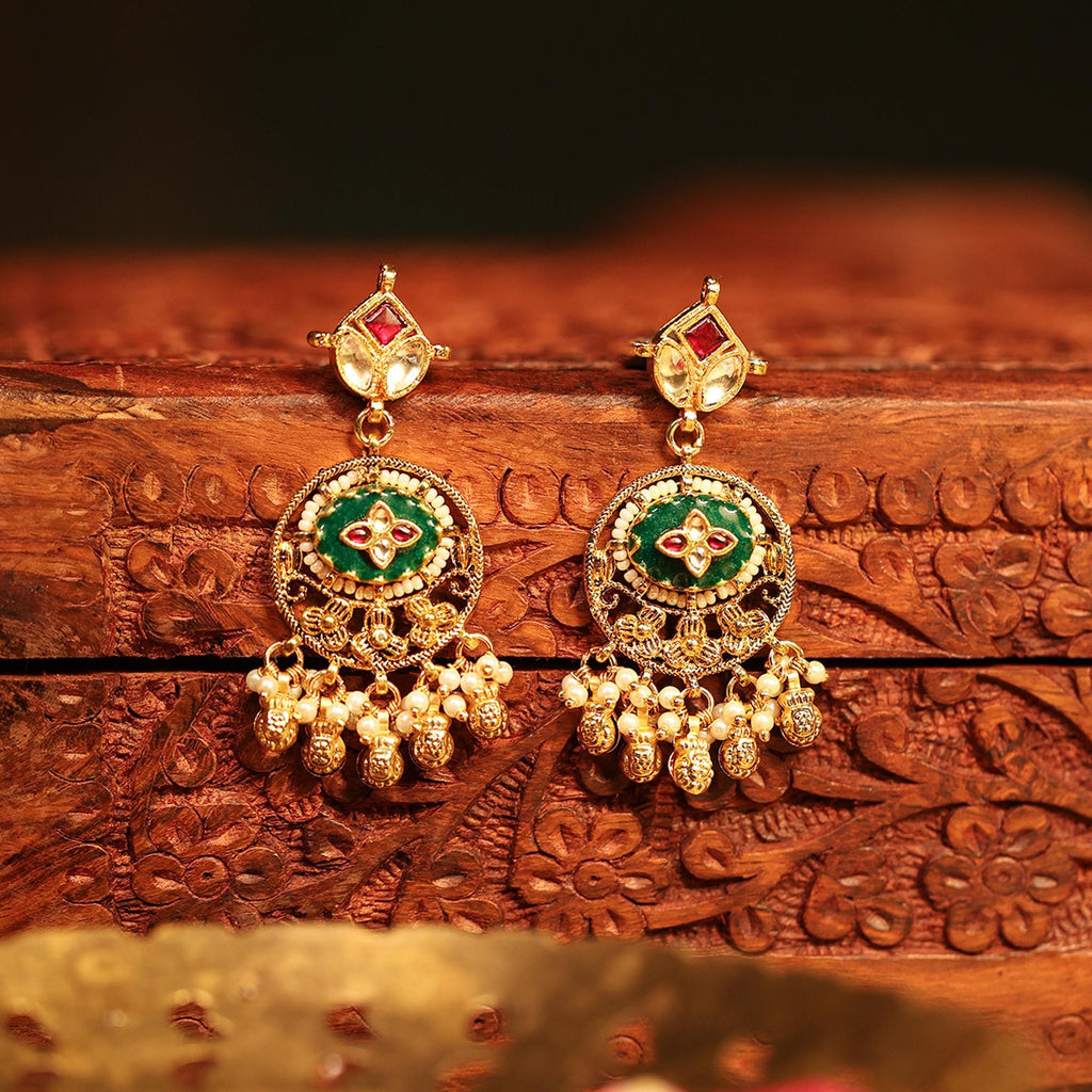 Rajwadi Meenakari Choker Necklace Set with Earrings: Traditional Kundan Bridal Jewelry