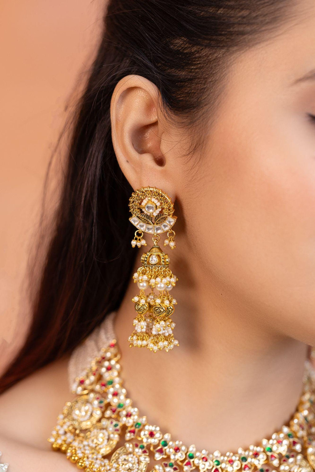 Royal Meenakari Kundan Bridal Choker Set | Emerald Green Ruby Accents, Rajasthani Statement Earrings